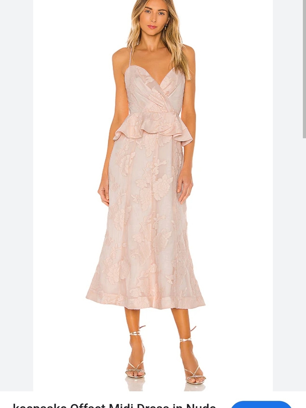 Nude Pink Lace Midi Dress - REVOLVE / Keepsake